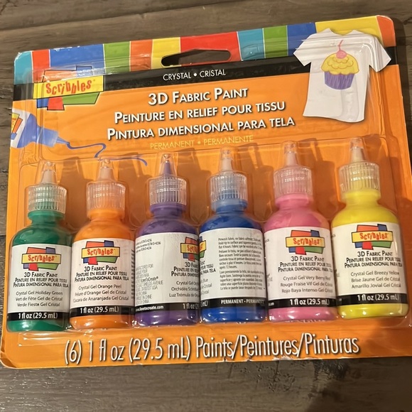 3D Fabric Paint 🎨 set of 6 one fluid ounce paints 29.5 mL (1 fl oz) each color​ - Picture 5 of 5